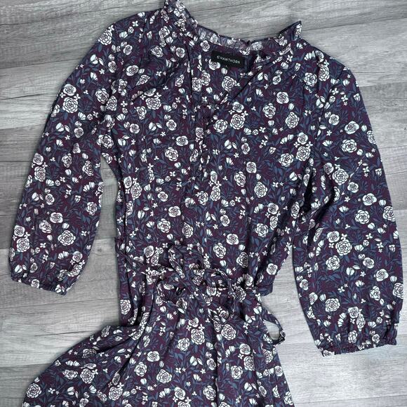 41 Hawthorn Cristen Shirt Dress Belt Floral Purple Size Small Business Clausal - Picture 1 of 8